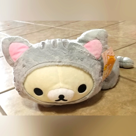 San-X Korilakkuma Laying Gray Cat 14 Inch Plush - Picture 2 of 9